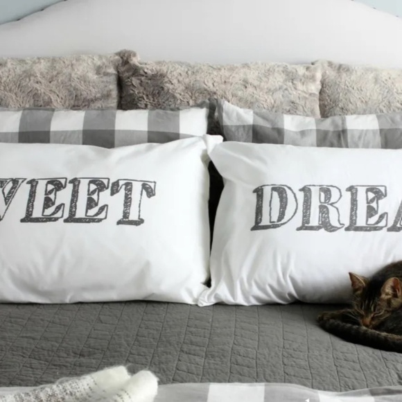 Cost Plus World Market Standard 💯Cotton Bedroom Pillow “Cases Sweet Dreams” NEW - Picture 1 of 6